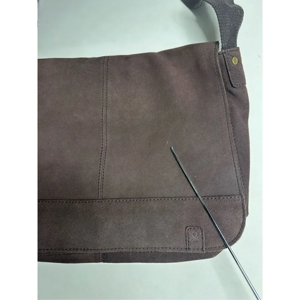 Benetton Brown Suede Messenger Crossbody Bag Briefcase Laptop See Description